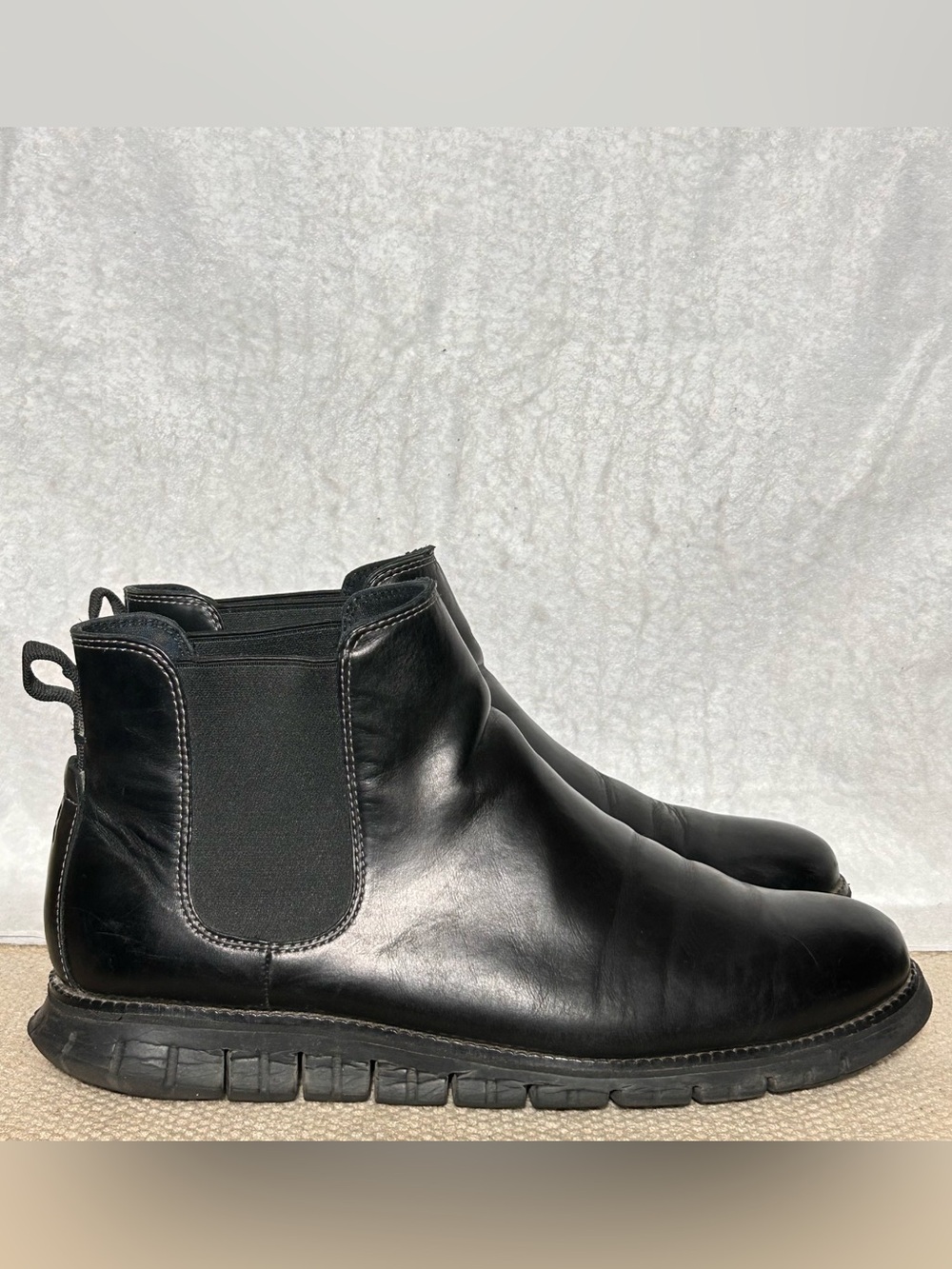 Cole Haan Mens Black Leather Zerogrand Waterproof Chelsea Pull On Boots SZ 11M